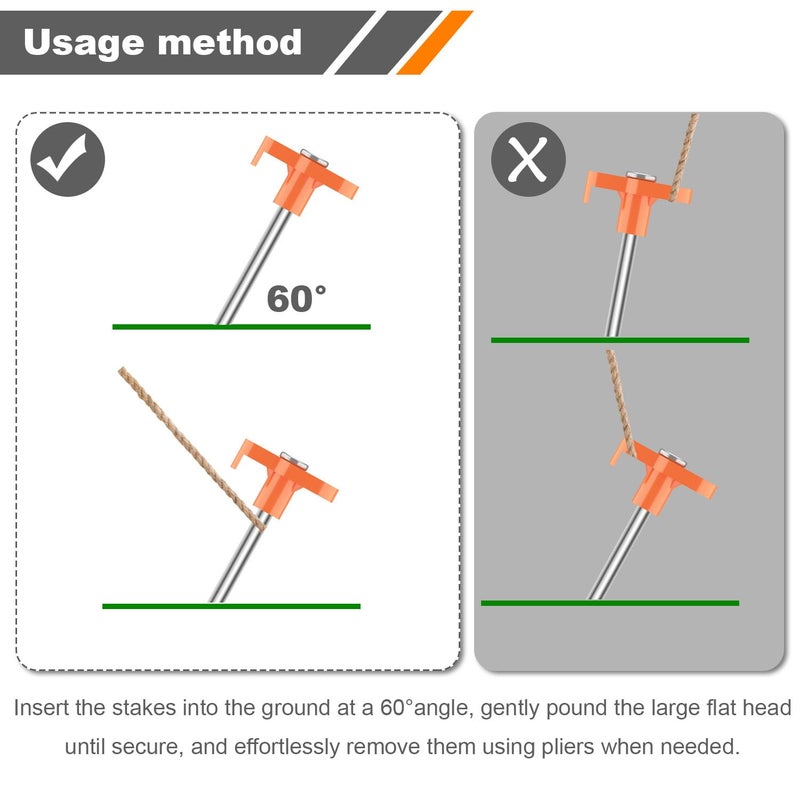 TEOYNGU 10PCS Tent Stakes,Heavy Duty Camping Tent Stakes Non-Rust Metal Tent Pegs for Garden,Hiking,Canopies,Tarp with 10pcs Rubber Protective Sleeve (Orange) - Image 3