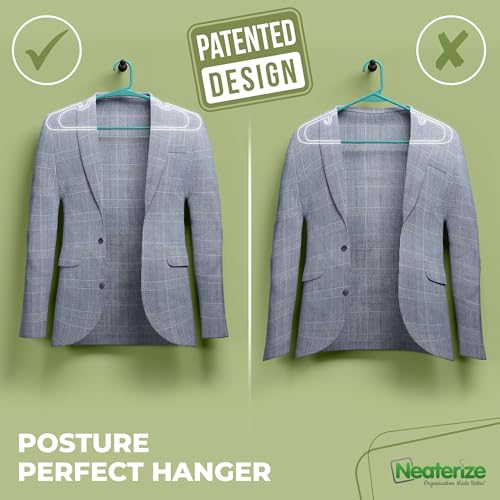 NEATERIZE Clothes Hangers Plastic 100 Pack for Adults - Plastic Hangers, The Perfect Coat Hanger and Space Saving Clothes Hangers for Closet - Aqua Hangers - Image 3