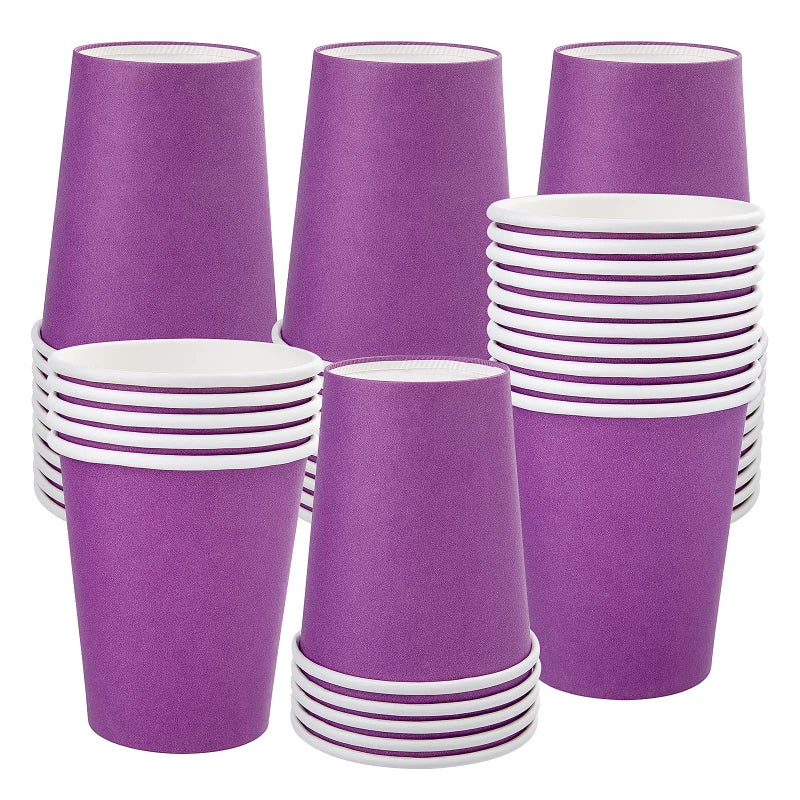 Fedmut 50 Pack 8 Oz Disposable Coffee Paper Cups Drinking CupsHot Beverage Paper CupsParty CupsDisposable Cups Ideal for Hot WaterJuicePurple