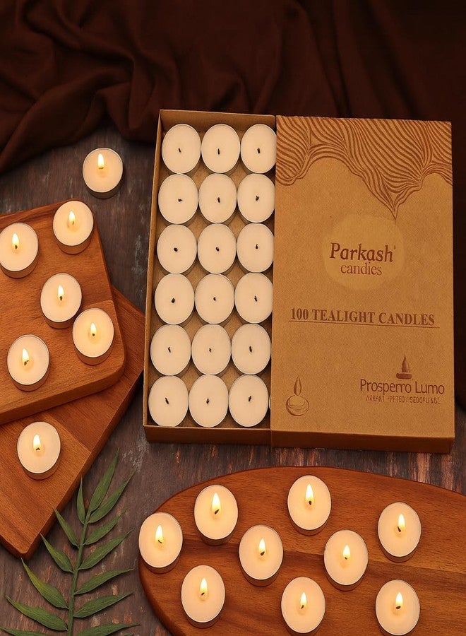 PROSPERRO LUMO by Parkash Candles Premium Unscented Tealight Candles | Long Burning 3-4 Hours | Pure Paraffin Wax | Pack of 100 - Image 2