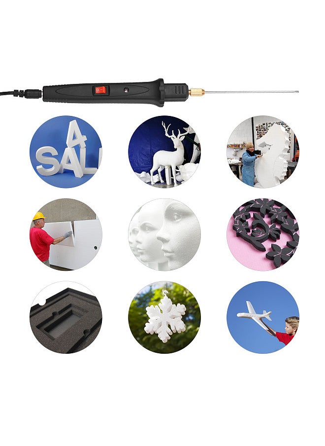 Generic - 24W Handheld Electric Foam Cutter Kit with 5 Straight Tips & 1 Arch Tip Constant Temperature Portable Foam Cutting Pen Hot Wire Cutter Styrofoam Cutting Tool Engraver - Image 1