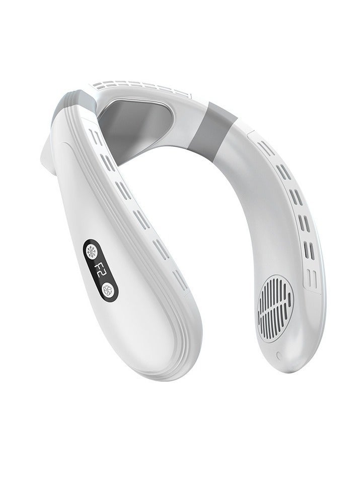 Neck Cooling Air Conditioner - 360° turbine airflow, 5200mAh battery, semiconductor cooling, wearable bladeless fan, suitable for outdoor use, lowers temperature by 15°C in seconds! - White - Image 1