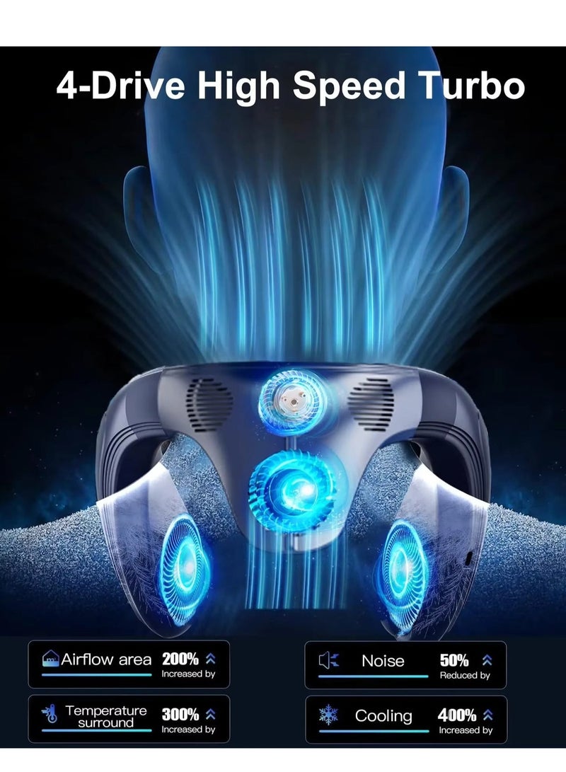 Neck Cooling Air Conditioner - 360° turbine airflow, 5200mAh battery, semiconductor cooling, wearable bladeless fan, suitable for outdoor use, lowers temperature by 15°C in seconds! - White - Image 4