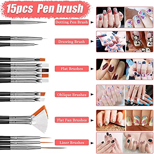 INOG Nail Art Stamping Kit, 3D Nail Art Tools with Pen & Brush Painting Polish Design Kit Nail Art Stickers Nail Foil Tape Strips and Nails Art Rhinestones - Image 3