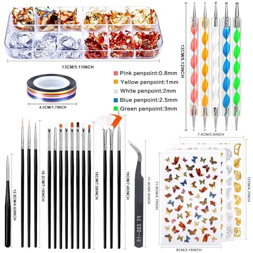 INOG Nail Art Stamping Kit, 3D Nail Art Tools with Pen & Brush Painting Polish Design Kit Nail Art Stickers Nail Foil Tape Strips and Nails Art Rhinestones - Image 2