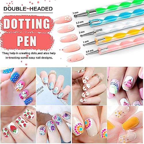 INOG Nail Art Stamping Kit, 3D Nail Art Tools with Pen & Brush Painting Polish Design Kit Nail Art Stickers Nail Foil Tape Strips and Nails Art Rhinestones - Image 5