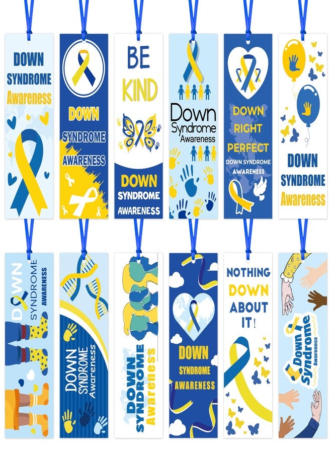 Haooryx Down Syndrome Awareness Bookmarks - 120 Pcs You are Not Alone Book Markers Nothing Down About It Inspirational Bookmark for Down Syndrome Awareness Event Seminar Stationery Handout Supplies - Image 1