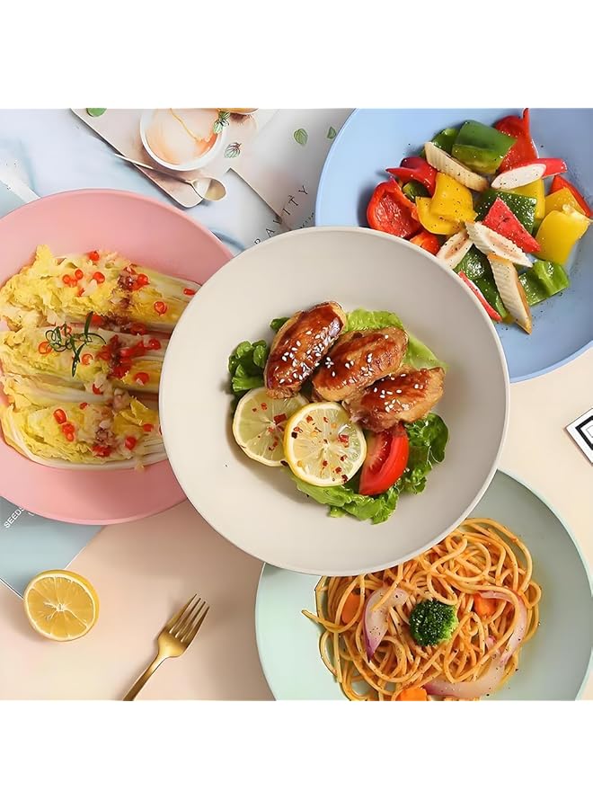 KASTWAVE Wheat Straw Plates, Lightweight Reusable Unbreakable Dinner Plates, Pa Free And Healthy For Kitchen Camping Picnic Adult, For Microwave And Dishwasher, 5 Colors 9.2Inch - Image 3