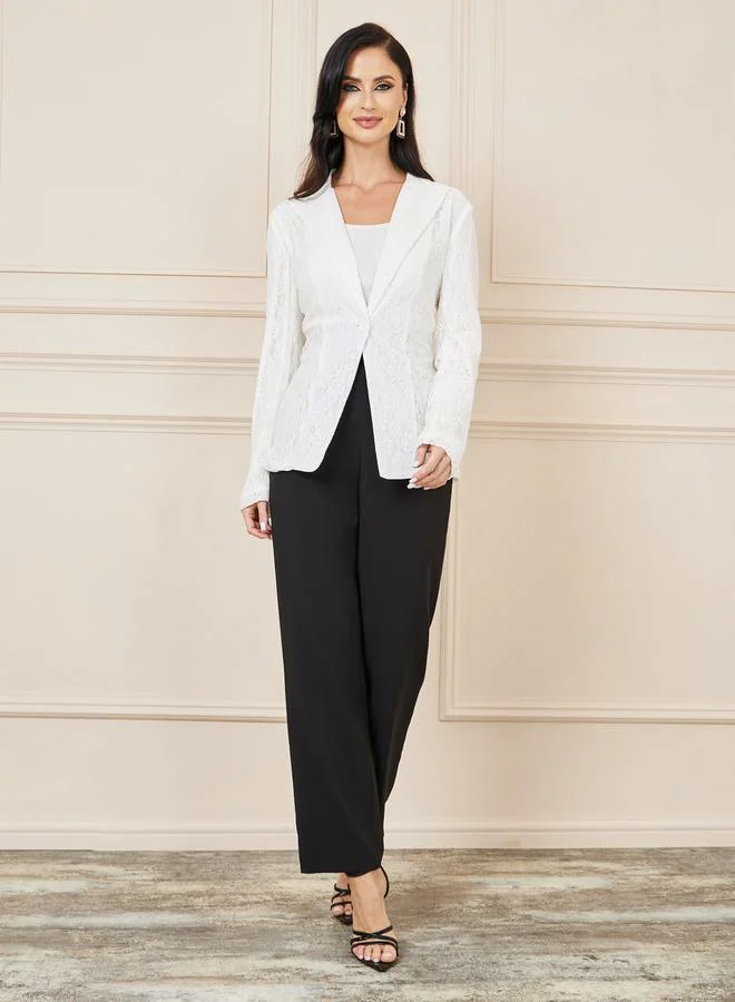 Styli All Over Lace Single Breasted Regular Fit Blazer