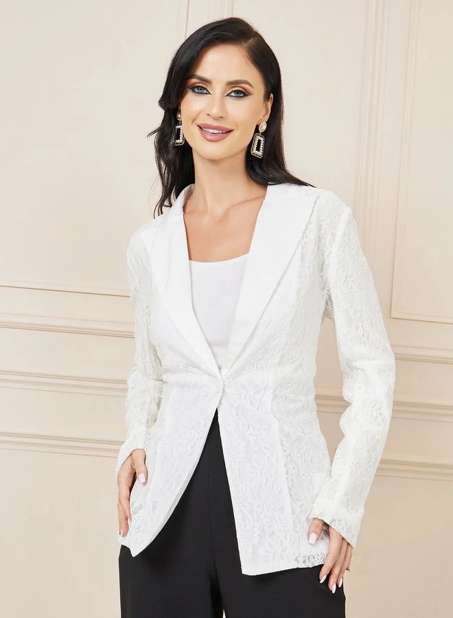 Styli All Over Lace Single Breasted Regular Fit Blazer