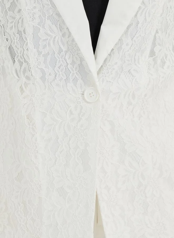 Styli All Over Lace Single Breasted Regular Fit Blazer