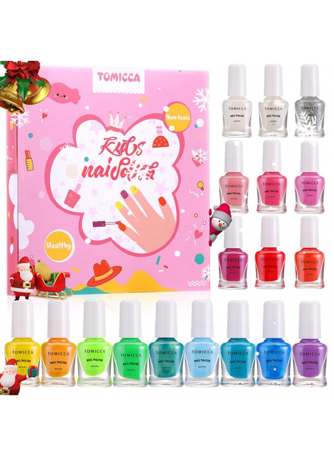 TOMICCA Kids Nail Polish Sets, 18 Pcs 100% Non Toxic Peel Off Water Based Safe Quick Dry Nail Polish Kit, Birthday Gifts Nail Paint Set for Girls with Nail Separator Stickers Kit (Ages 3+) - Image 1