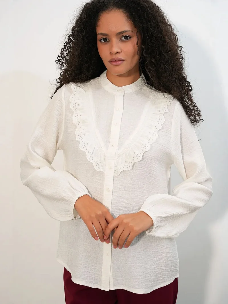 BIG DART BDART Long Woven Shirt With Mandarin Collar