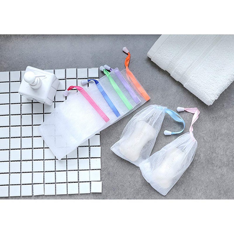 Andiker Andiker Soap Bag Soft for Shower, Soap Pouch Saver with Drawstring for Foaming and Drying,Hangable (7 pcs mesh soap bag)  - Image 4