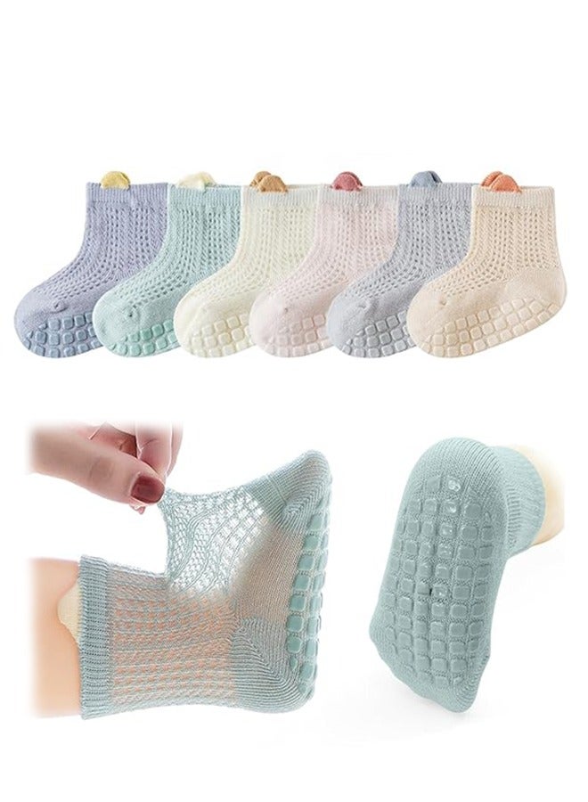 6 Pcs Baby Non Slip Socks for 1-3 Years Baby Socks, Size M - Image 1