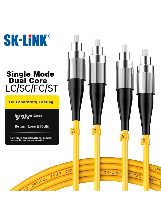 Sk-link Fiber Optic Patch Cable, Fc-fc Telecom-grade Single-mode Dual-core Gigabit 10gbps Upc Fiber Optic Cable, Data Center Transceiver Pigtail, Low Zero Halogen, Sk-txsm 2 Meters - Image 1