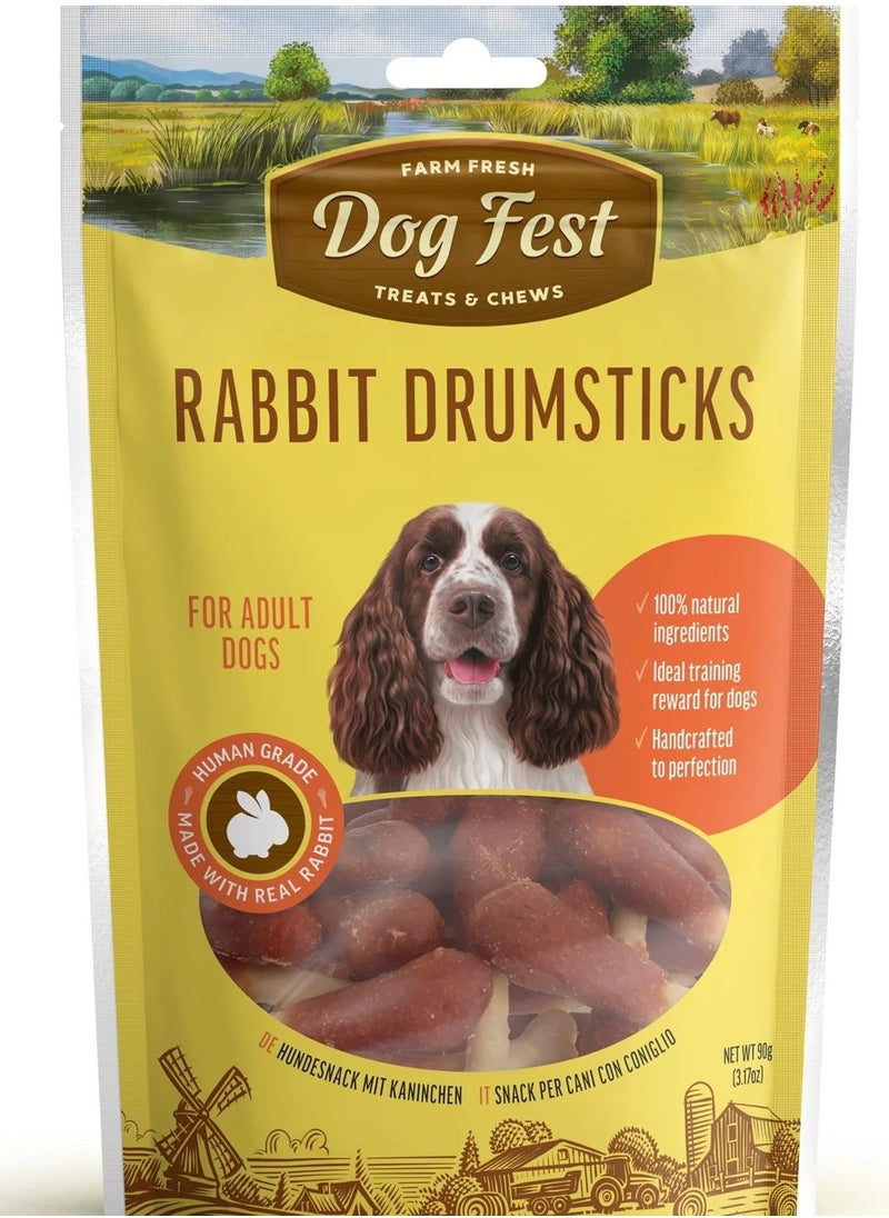 Dog Fest Rabbit Drumsticks For Adult Dogs 90g  - Image 1