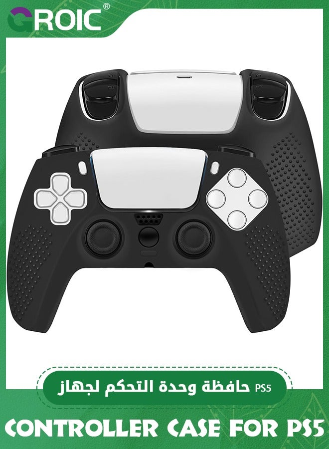GROIC Controller Case for PS5 Silicone Controller Skin for Dualsense Cover + 8 Pro Thumb Grips Set Sony Playstation 5 Skins Accessories Black with Ergonomic Textured Grip  - Image 5