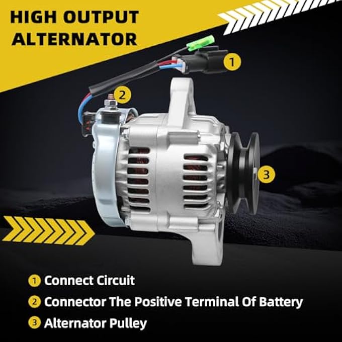 HXYBBGS 16678-64011 16678-64012 Alternator Compatible with Kubota Engine D722 D902 D905 D1005 D1105 D1305 V1305 V1505 Z602 WG1605 Replace 16678-64014 1667864011 1667864012 1667864014 12V 40A - Image 4