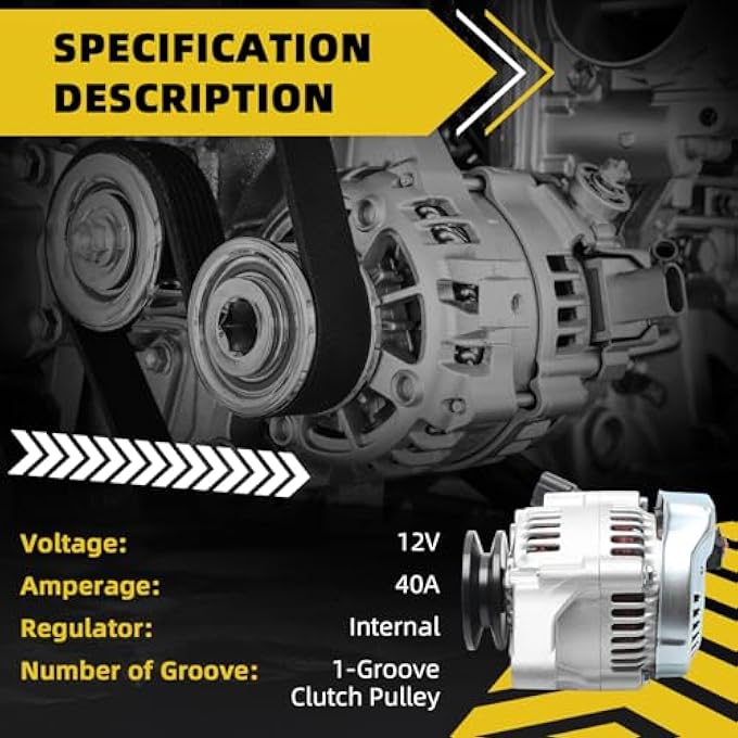 HXYBBGS 16678-64011 16678-64012 Alternator Compatible with Kubota Engine D722 D902 D905 D1005 D1105 D1305 V1305 V1505 Z602 WG1605 Replace 16678-64014 1667864011 1667864012 1667864014 12V 40A - Image 3