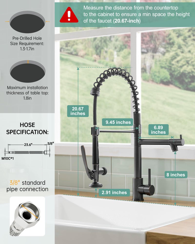 Fapully Commercial Pull Down Kitchen Sink Faucet with Sprayer Oil Rubber Bronze - Image 2