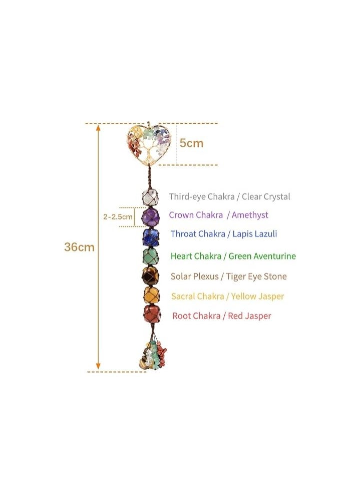 MIRFA - Car Hanging Handmade Copper Tree Of Life 7 Chakras Stones Ornament - Image 1
