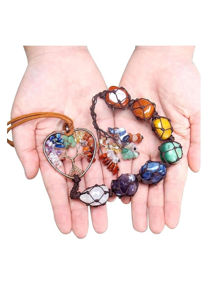 MIRFA - Car Hanging Handmade Copper Tree Of Life 7 Chakras Stones Ornament - Image 1