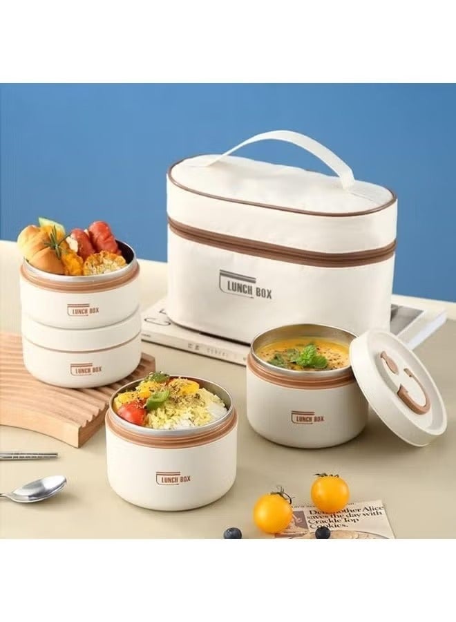 Lunch Box Adult Leak-proof Thermal with Insulated Bag Stackable Food Container Made of Stainless Steel - Image 1