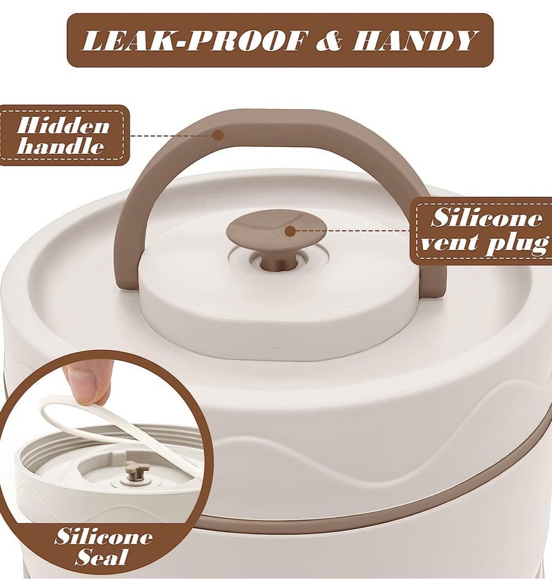 Lunch Box Adult Leak-proof Thermal with Insulated Bag Stackable Food Container Made of Stainless Steel - Image 4