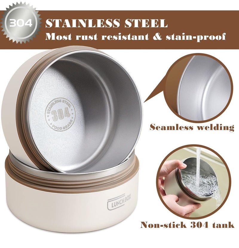 Lunch Box Adult Leak-proof Thermal with Insulated Bag Stackable Food Container Made of Stainless Steel - Image 5
