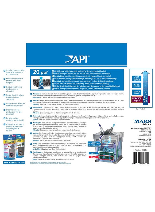 API Filstar Xp Filtration Foam 20 Ppi Aquarium Canister Filter Filtration Pads 2Count (723A) - Image 2