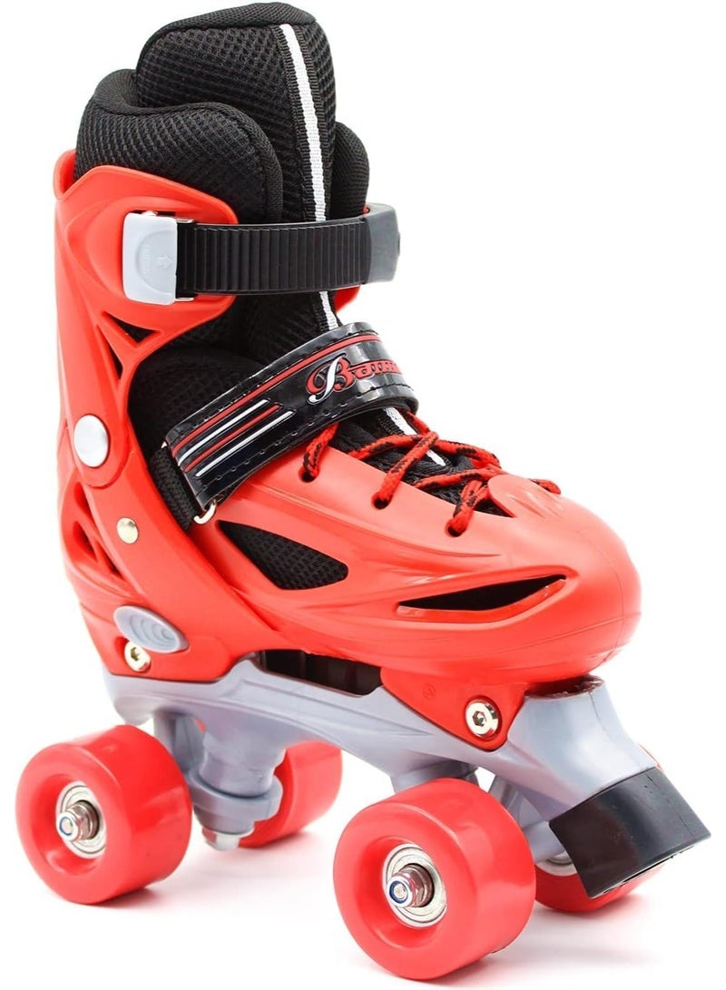 إيزي فيتشور زلاجات دوارة قابلة للتعديل بأربع عجلات للأطفال صف مزدوج، للأولاد والبنات في الأماكن المغلقة/المفتوحة، تتضمن مجموعة معدات حماية كاملة (خوذة، ركبة، كوع ومعصم) 4 مقاسات و3 ألوان يمكن الاختيار من بينها - Image 3