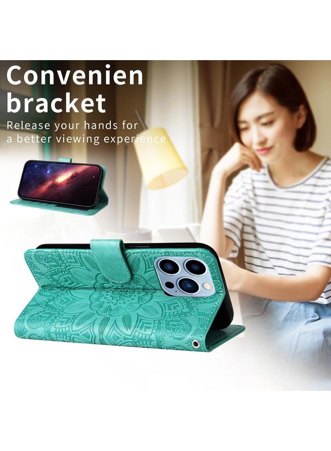 إيروريكس جراب لهاتف vivo Y29 4G مصنوع من الجلد المنقوش بنقشة عباد الشمس - Image 4