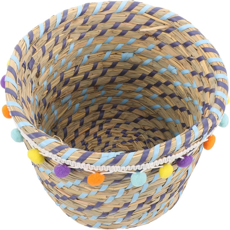 Woven Storage Basket for Shelves 23X15Cm Round Seagrass Organizer Basket for Home Storage and Decorative Use - Image 1