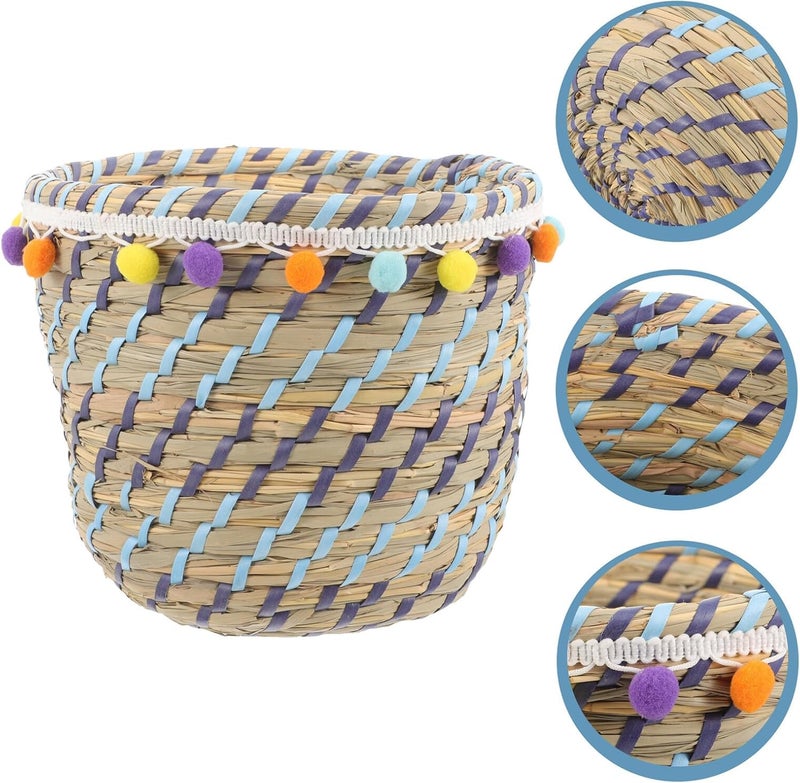 Woven Storage Basket for Shelves 23X15Cm Round Seagrass Organizer Basket for Home Storage and Decorative Use - Image 4