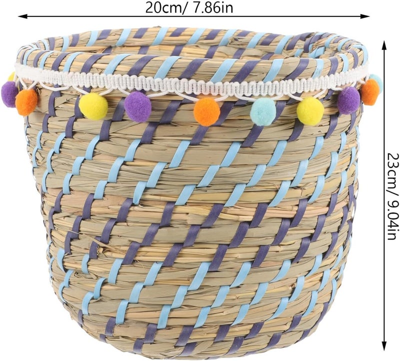 Woven Storage Basket for Shelves 23X15Cm Round Seagrass Organizer Basket for Home Storage and Decorative Use - Image 2