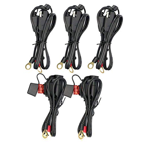 iMESTOU 2FT SAE to O Ring Terminal Harness 2 Pin Quick Disconnect Plug, Eyelet Terminal Harness Extension Charge Cord Quick Disconnect SAE Connection Lead for Motorcycle, Car, Tractor 10A Fuse (5pcs) - Image 1