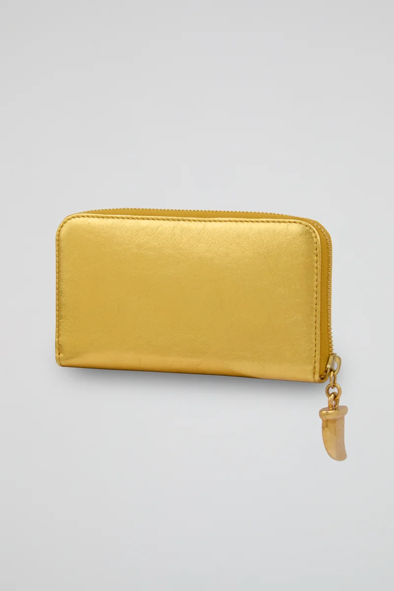 Roberto Cavalli  Roberto Cavalli Gold Zip-Around Wallet with Charm for Women | Best Price UAE