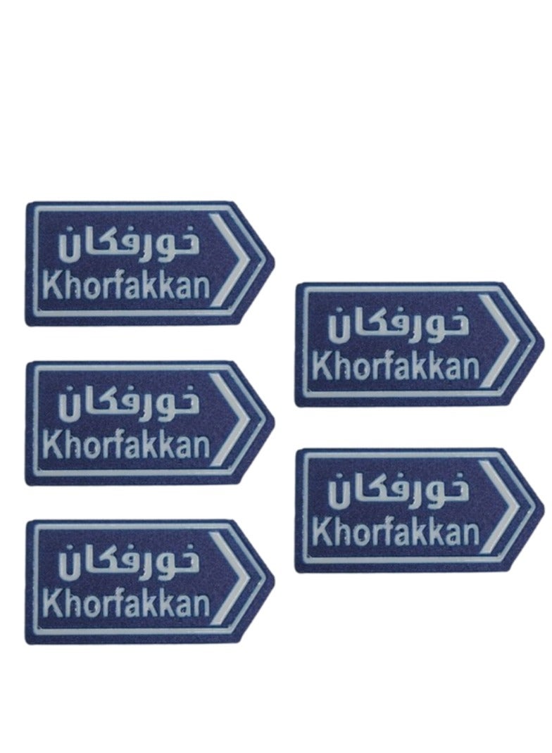 ACLIX 5-Pieces Khorfakkan Road sign mobile Sticker - Premium Quality Metal for Mobile, Cars, Laptops, and Accessories - Image 1