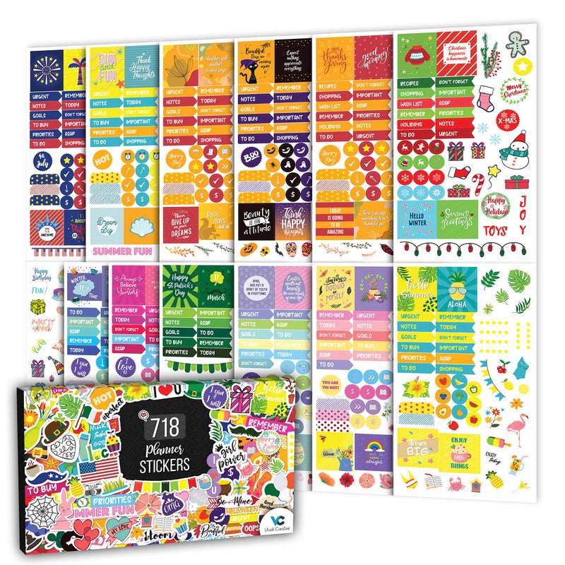 Aesthetic Planner Stickers  Productivity Seasonal  Holiday Sticker Pack  13 Sheets  718 Stickers  Ideal for Journals Calendars Planners