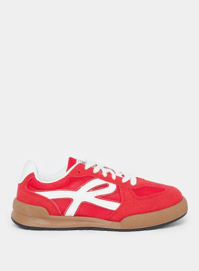 Styli Styli Women Red Suede Look Lace Up Sneakers