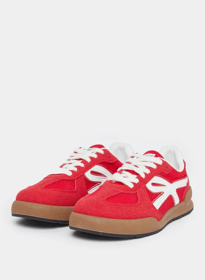 Styli Styli Women Red Suede Look Lace Up Sneakers