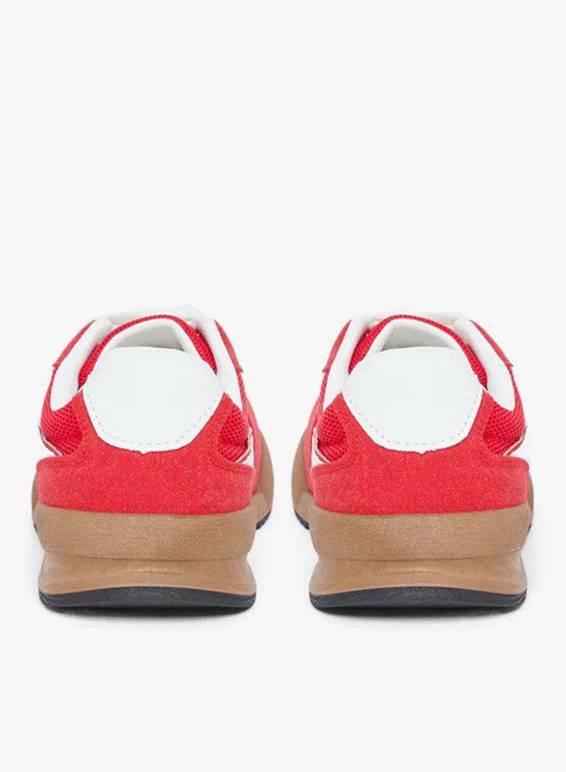 Styli Active  Women Red Suede Look Lace Up Sneakers for Women | Best Price UAE