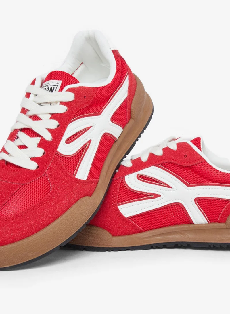 Styli Active  Women Red Suede Look Lace Up Sneakers for Women | Best Price UAE
