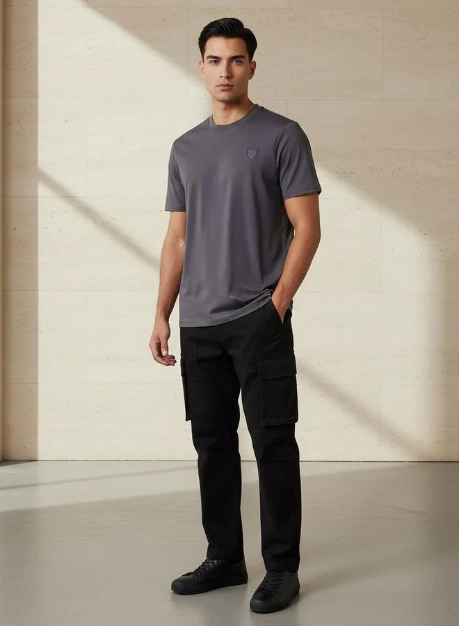 Emperor Emperor Men Regular Fit Crew Neck Short Sleeve Badge Accent T-shirt