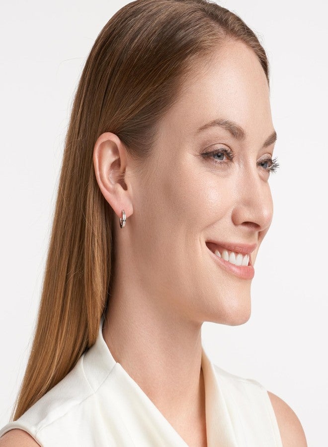 مورجان آند بايدج أقراط مورغان آند بيج من الفضة الإسترليني عيار 925 مطلية بالروديوم، مرصعة بماسة صغيرة بوزن إجمالي 1/10 قيراط، مقاس 1/2 بوصة، مزودة بمشابك تثبيت (لون IJ، نقاء I2-I3) - مجوهرات من الفضة الإسترليني مضادة للحساسية - Image 4