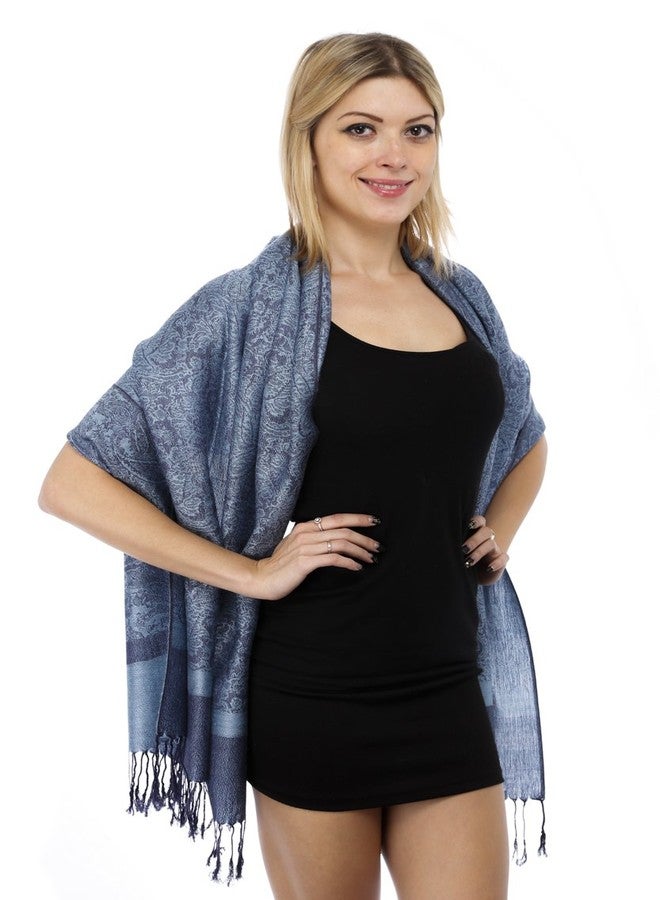 Gilbins Luxurious Paisley Design 28 x 70 Silk Blend Pashmina Shawl Wrap - Image 1