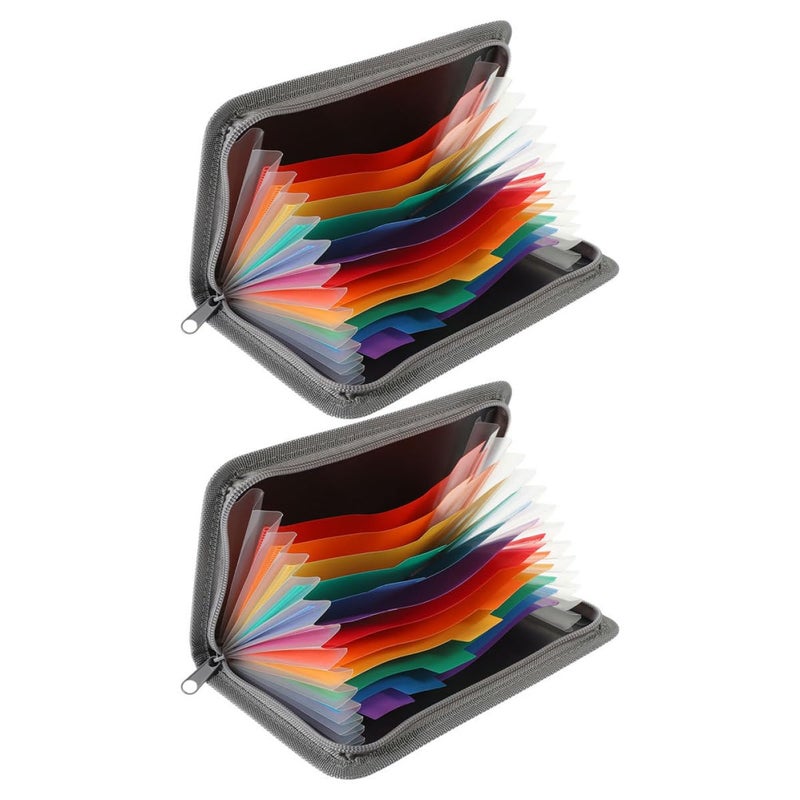 A6 Mini Accordion File Folder with Zipper 2PCS Expanding Organizer for Receipts Cards Documents - Image 2