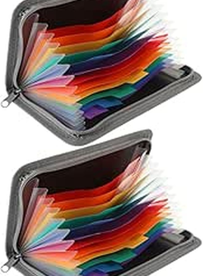A6 Mini Accordion File Folder with Zipper 2PCS Expanding Organizer for Receipts Cards Documents - Image 1