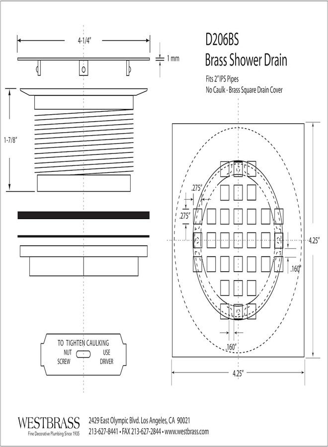 ويست براس مصرف دش نحاسي من ويست براس، مقاس 2 بوصة، مع غطاء مربع مقاس 4-1/4 بوصة، كروم مصقول، D206BS-26 - Image 2